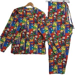VTG Rugrats Lounge Pajama Pants Sz Medium   Set‎ drawstring's  See Measurements